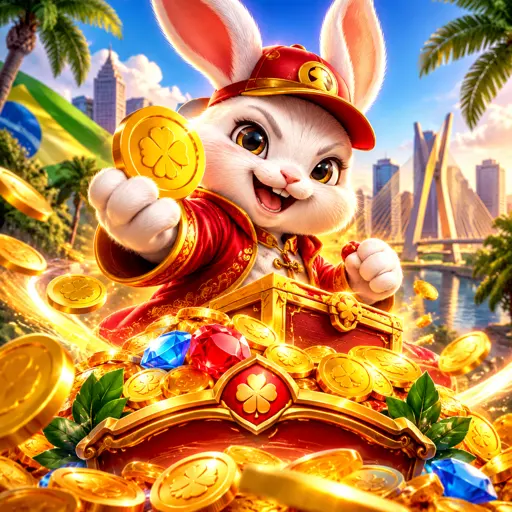 Card do slot Fortune Rabbit com coelho e moedas douradas