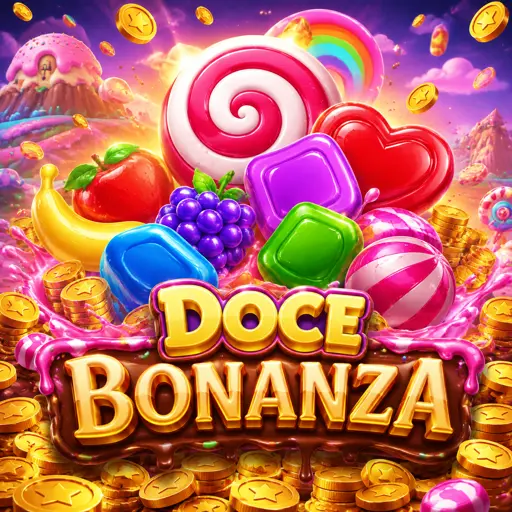 Card do slot Sweet Bonanza com frutas e doces coloridos